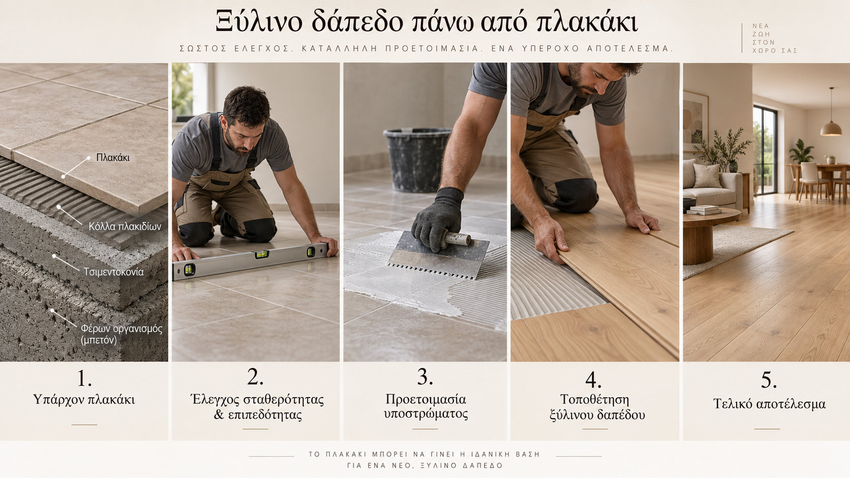 δάπεδο πάνω σε πλακάκι